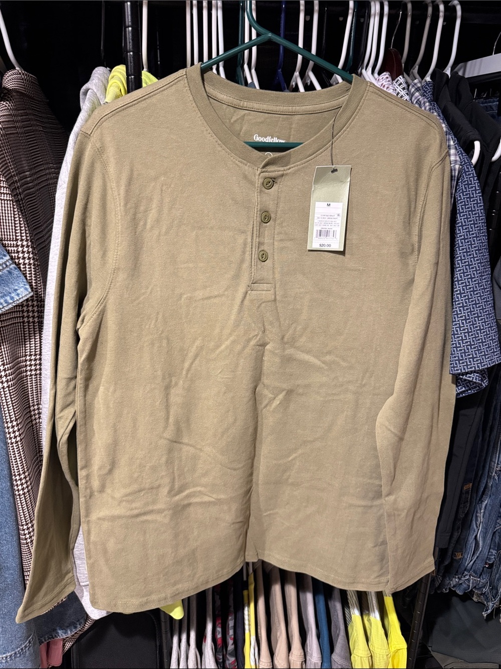 Goodfellow & Co Olive Green Long-Sleeve Henley Shirt